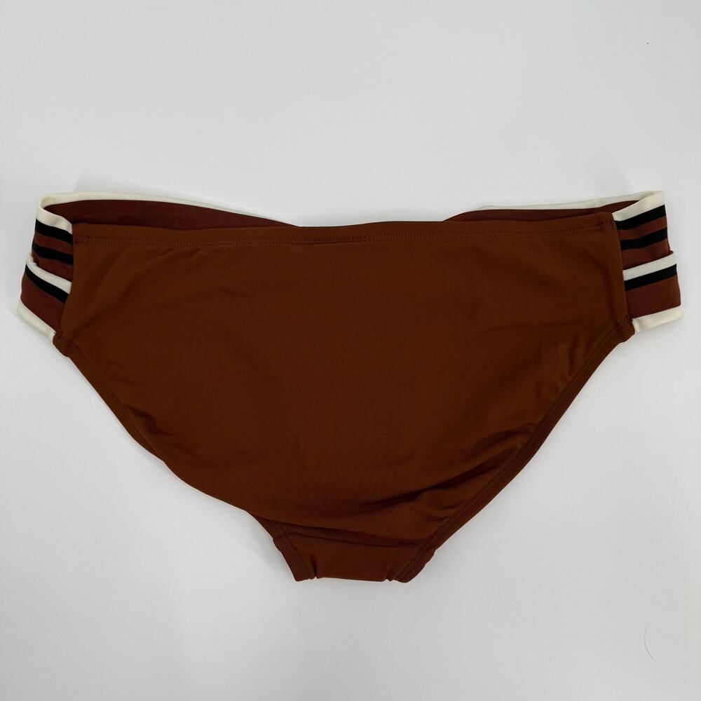 Robin Piccone Simone Twist Bikini Bottom Size Large NEW Stripe Swim Cocoa NWOT - Picture 4 of 13